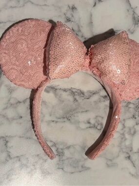 Sequin Pink Kids Ear Headband with Bow